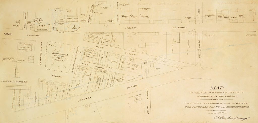 Old Map of Los Angeles Plaza